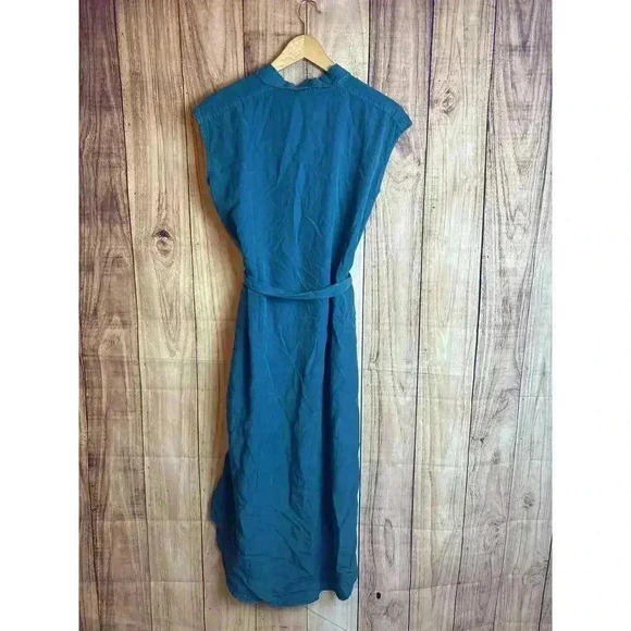 Thread & Supply High-Low Midi Button Down Dress with Pocket Dark Teal Size S NEW - Picture 7 of 9